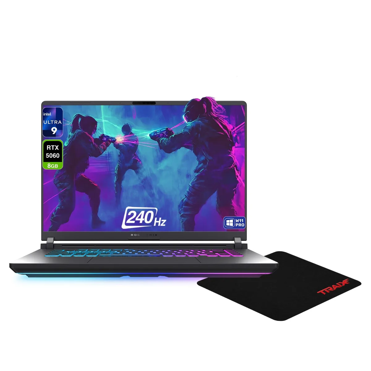 Eclipse Gray 16-inch gaming laptop with 4-zone RGB keyboard