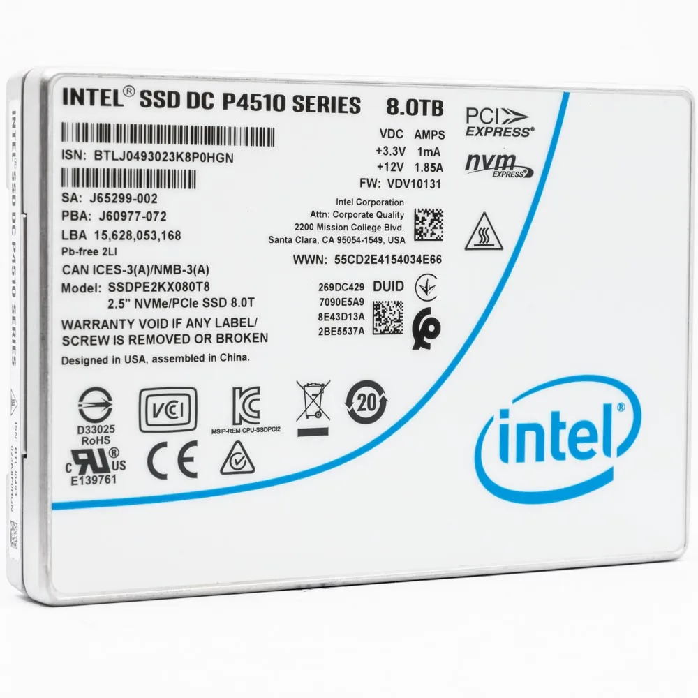 Intel Intel SSDPE2KX080T801 DC P4510 2.5" U.2 8TB NVMe enterprise SSD — toote foto
