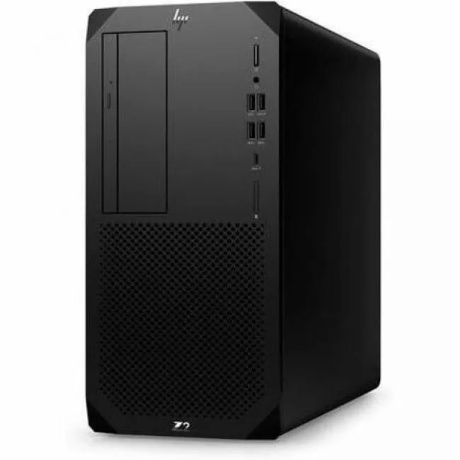 Black HP Z2 G9 tower workstation with NVIDIA T400 graphics card