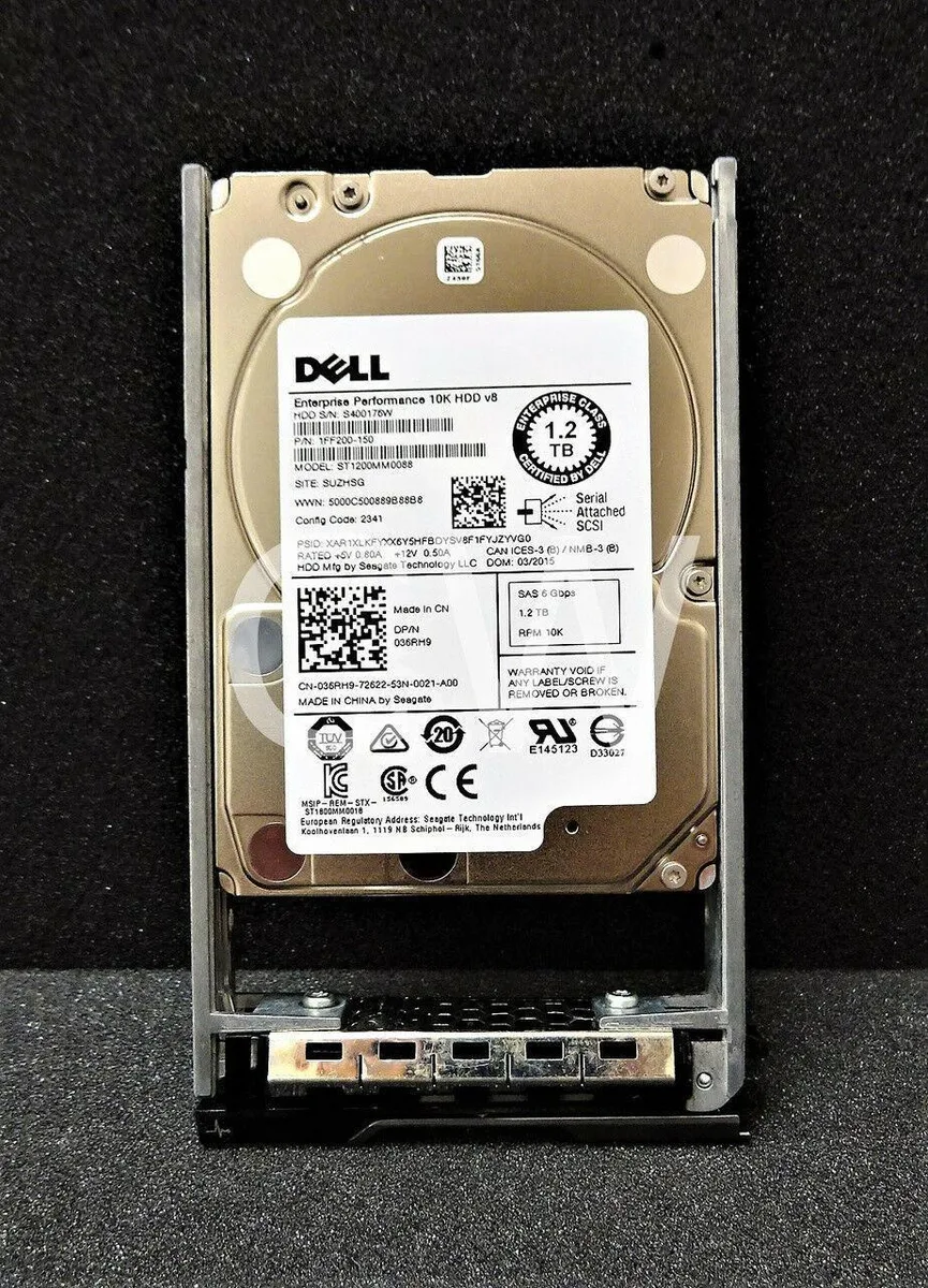 DELL DELL 1.2TB 10000RPM SAS 2.5in internal hard drive 1FF200-150 — 商品写真
