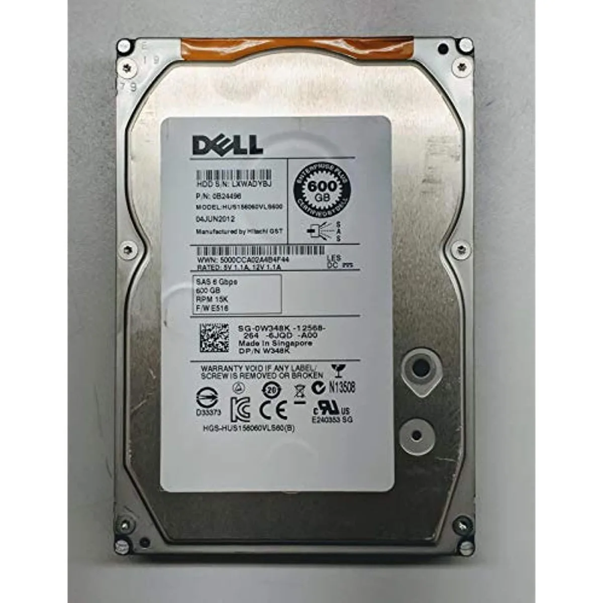 DELL DELL W348k 600Gb 15K Rpm SAS 3.5" internal hard drive — 商品写真