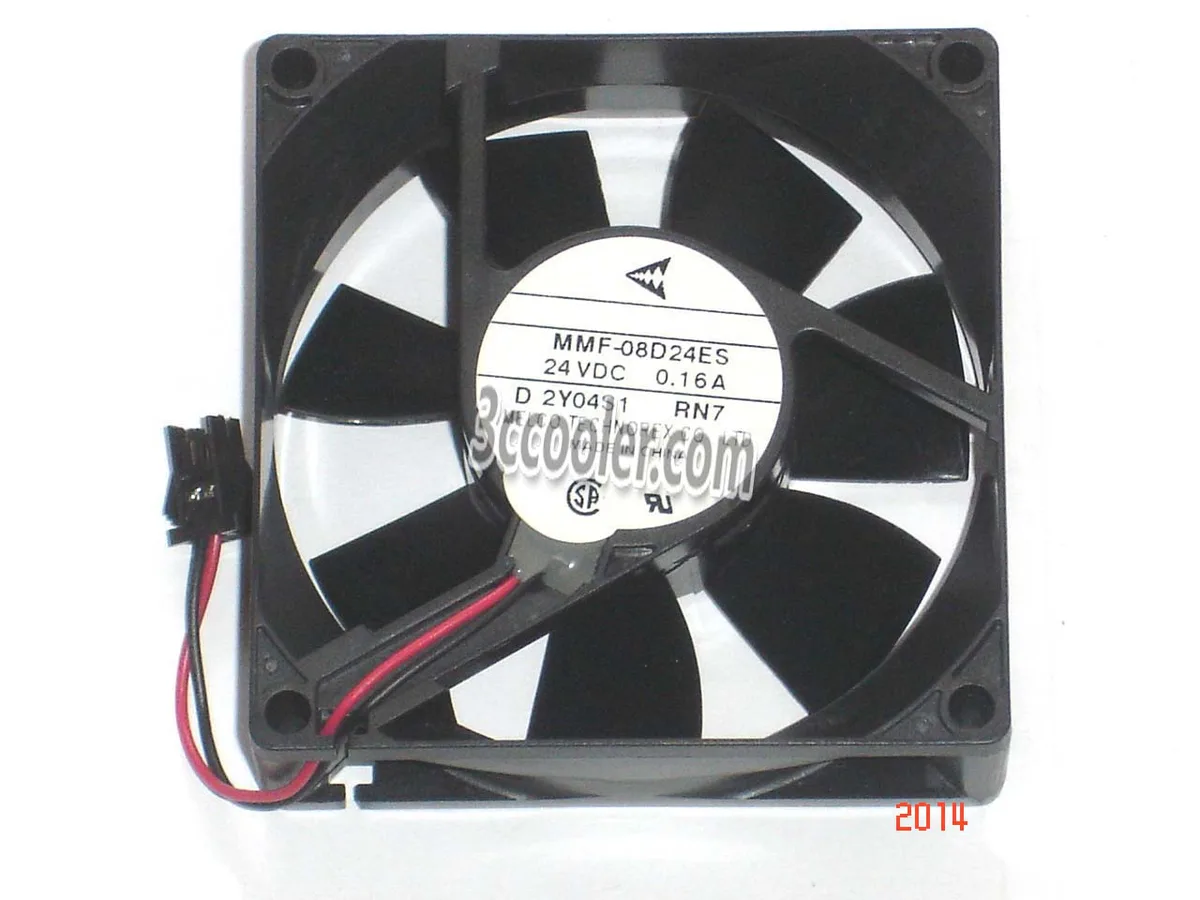 Black 80mm square inverter fan with two-wire connector