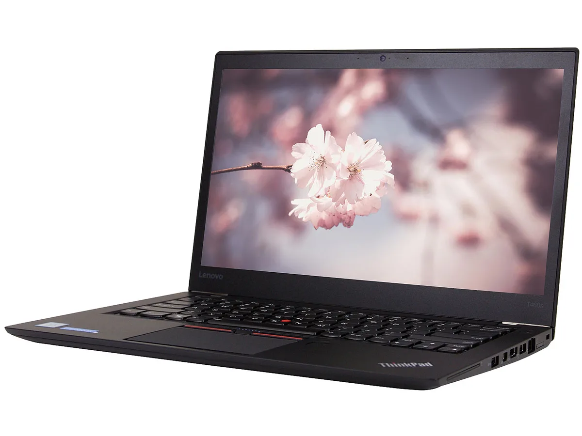 Refurbished Lenovo ThinkPad T460s 14 inch laptop, dark matte finish, visible wear