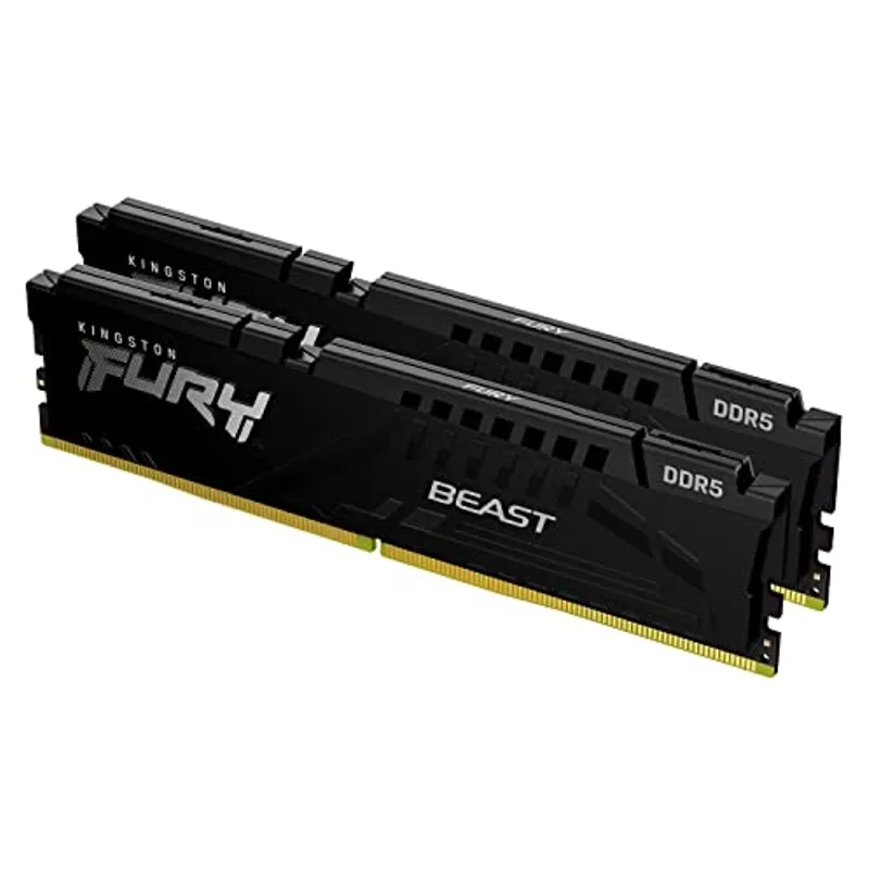 Two black DDR5 desktop memory modules with heat spreaders