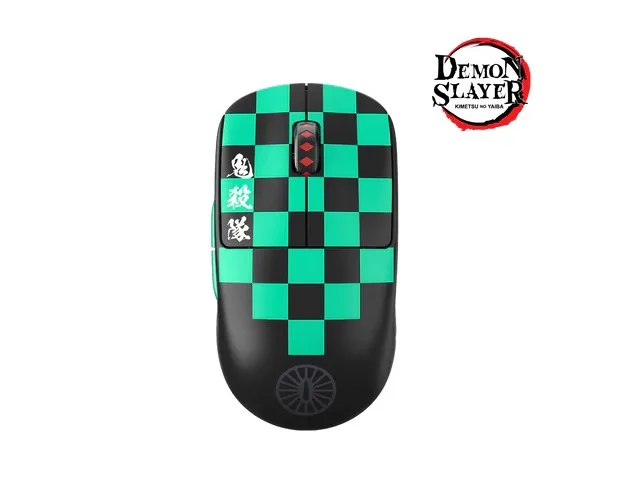 Green and black symmetrical wireless gaming mouse with USB-C cable and receiver