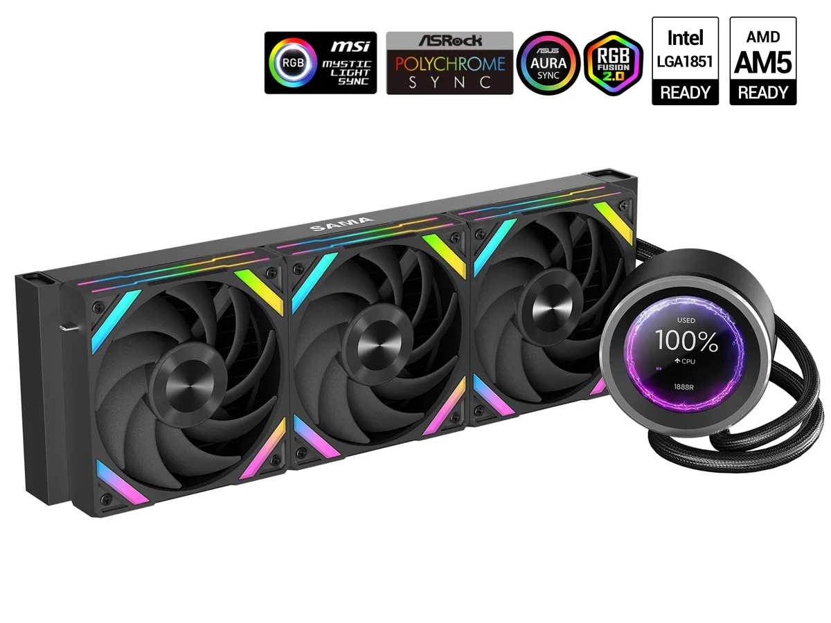 SAMA SAMA Q60-Black 360 mm liquid cooler with 2.8" LCD display — product photo