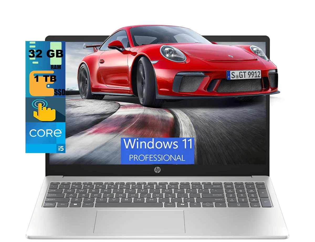 Silver 15.6 inch touchscreen laptop closed lid
