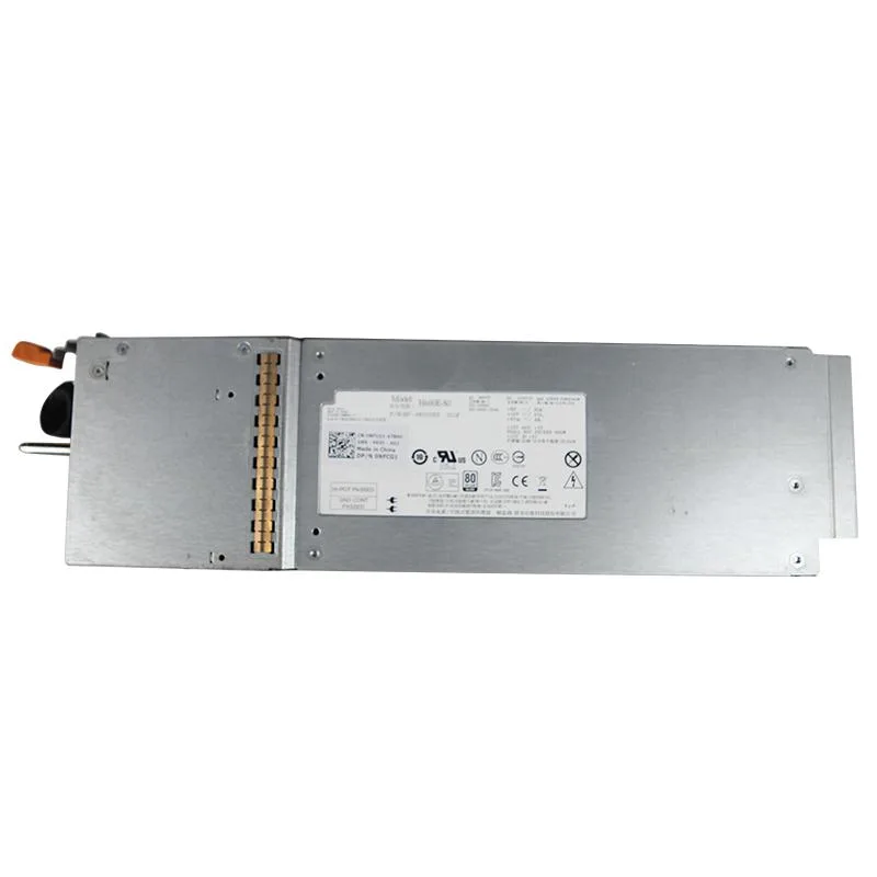 Rectangular silver ATX power supply unit with rear fan grille and connector sockets