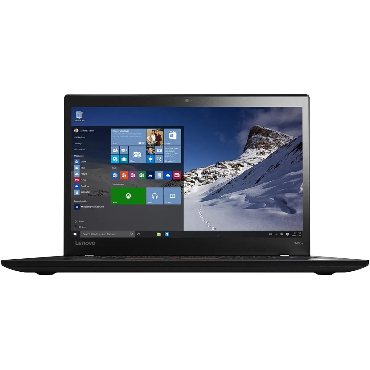 Black ThinkPad T460s laptop, 14 inch matte screen, compact carbon-fibre chassis