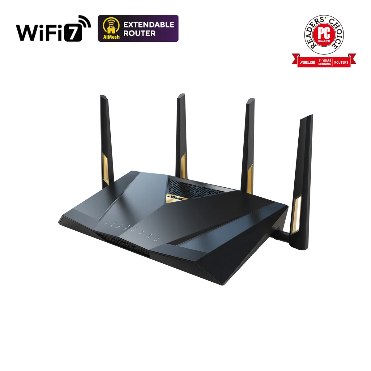 ASUS ASUS RT-BE88U wireless router, WiFi 7, dual-band, 2.6 GHz quad-core, 2 GB RAM — product photo