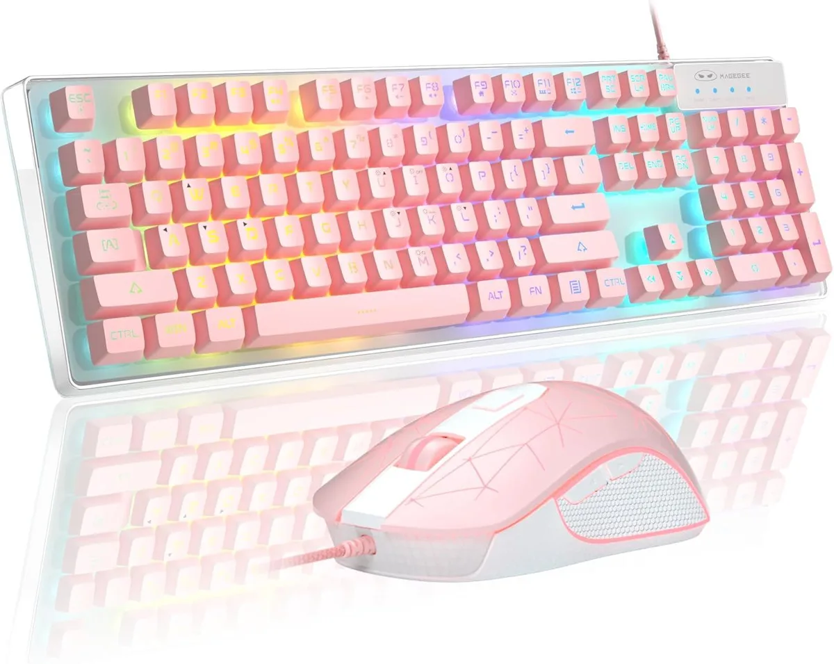 TUKO TUKO K1 Gaming Keyboard and Mouse Combo Pink 104 Keys 3200 DPI — Produktfoto