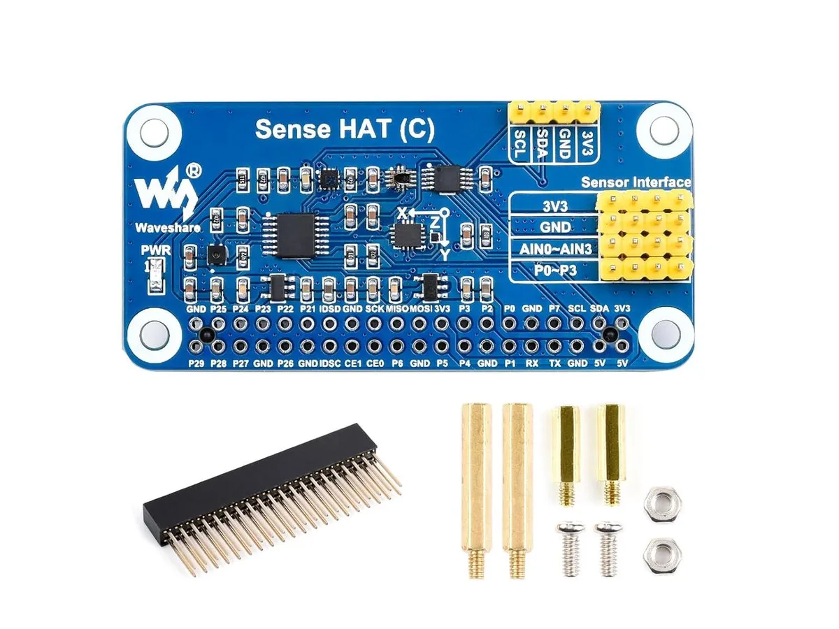 LORDWORLD LORDWORLD Sense HAT (C) development board 40PIN GPIO QMI8658C AK09918 SHTC3 LPS22HB TCS34725 SGM58031 I2C — 商品照片