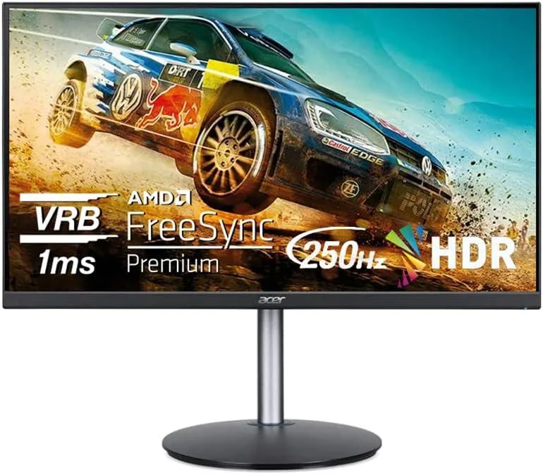 Acer Nitro 24.5 inch flat matte gaming monitor with thin bezels and ergonomic stand