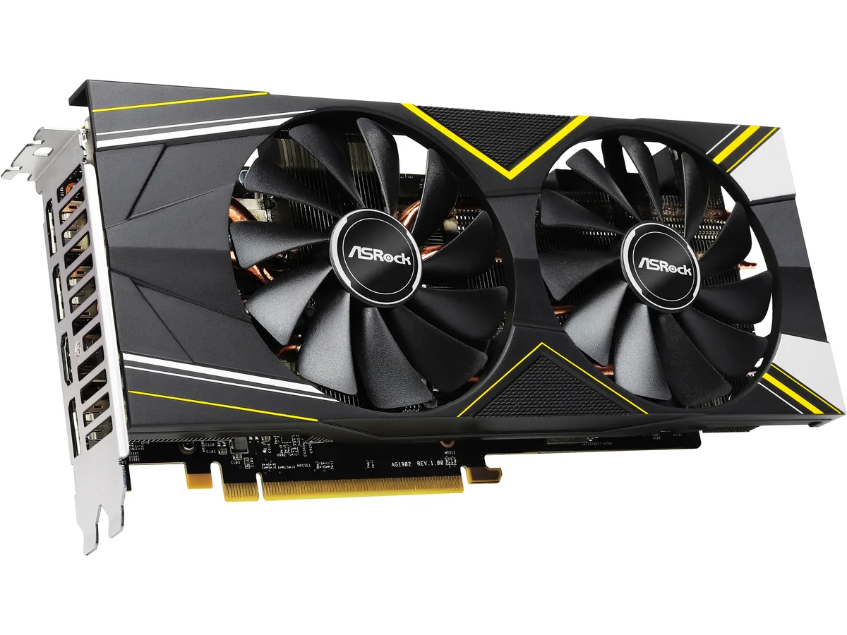 ASRock Radeon RX 5700 XT Challenger D dual-fan graphics card in black and silver finish