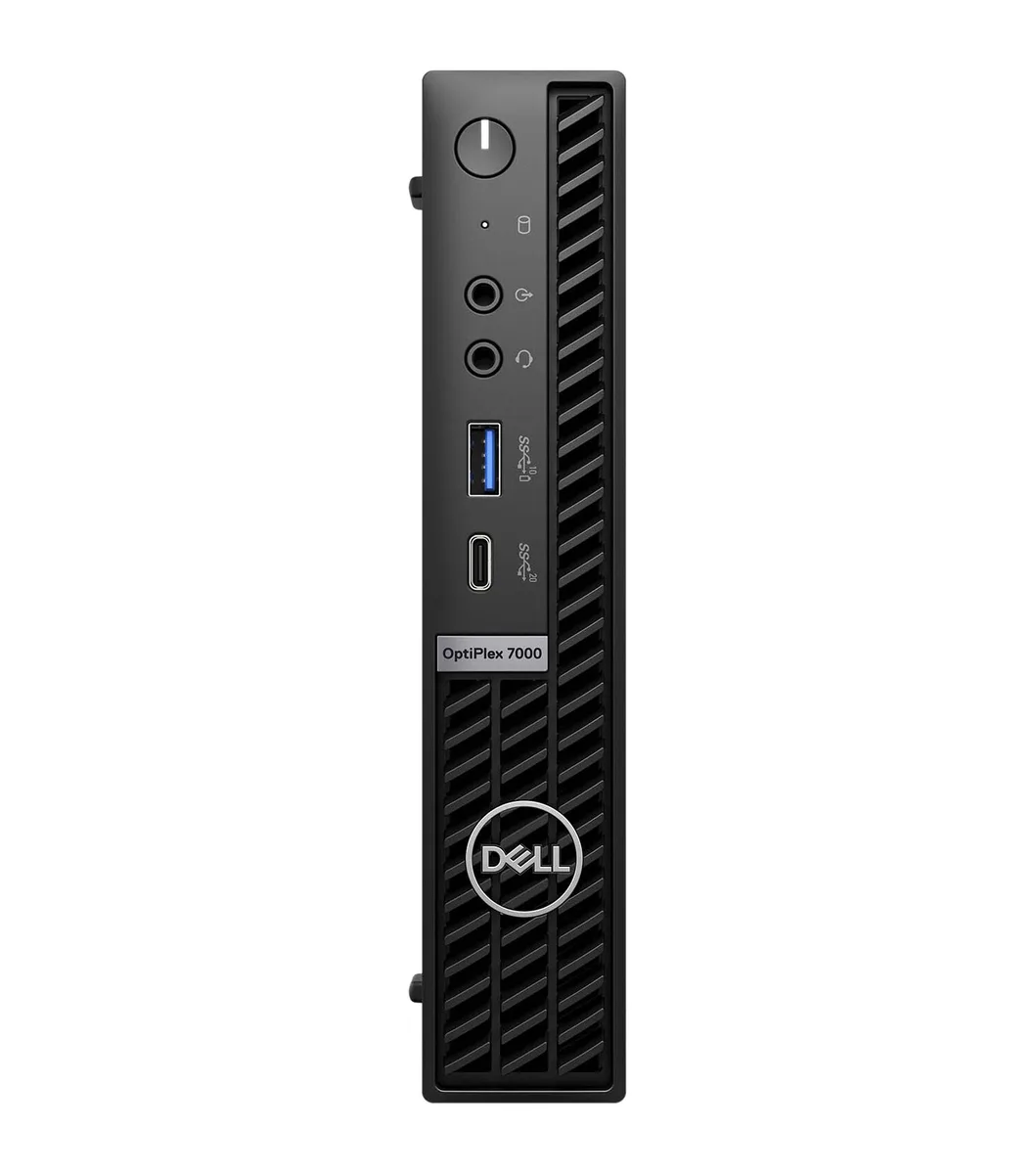 Black micro tower desktop with USB keyboard and mouse