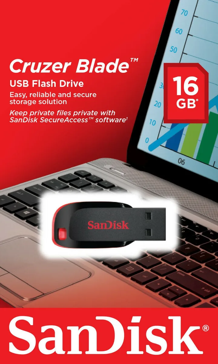 SanDisk SanDisk Cruzer Blade 16GB USB 2.0 Flash Pen Drive SDCZ50-016G-B35 16G NEW Micro — foto del producto
