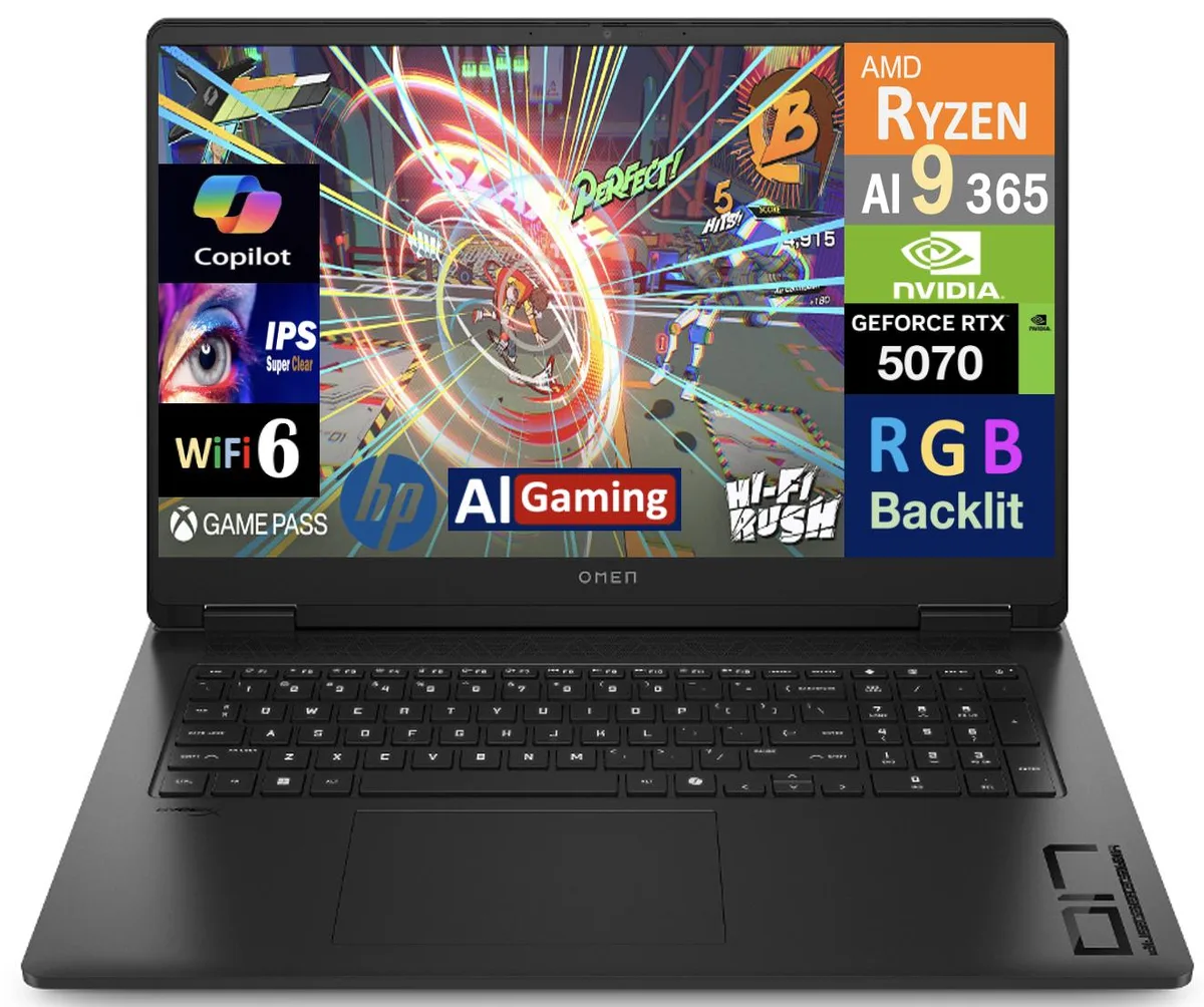 HP HP OMEN AI 17.3" 240Hz QHD Ryzen AI 9 365 RTX 5070 16GB 512GB gaming laptop — toote foto