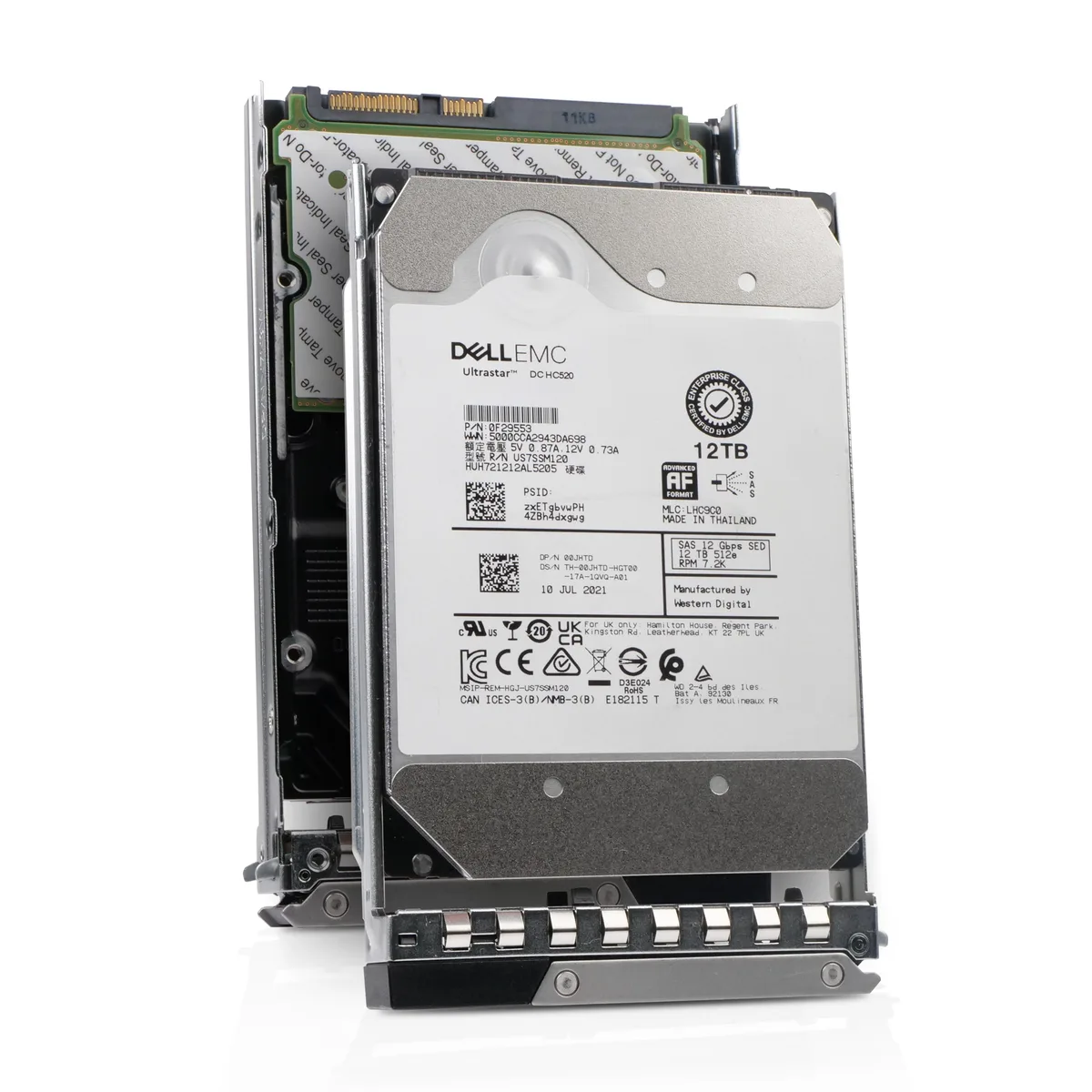 Silver 3.5-inch enterprise hard drive with SAS connector