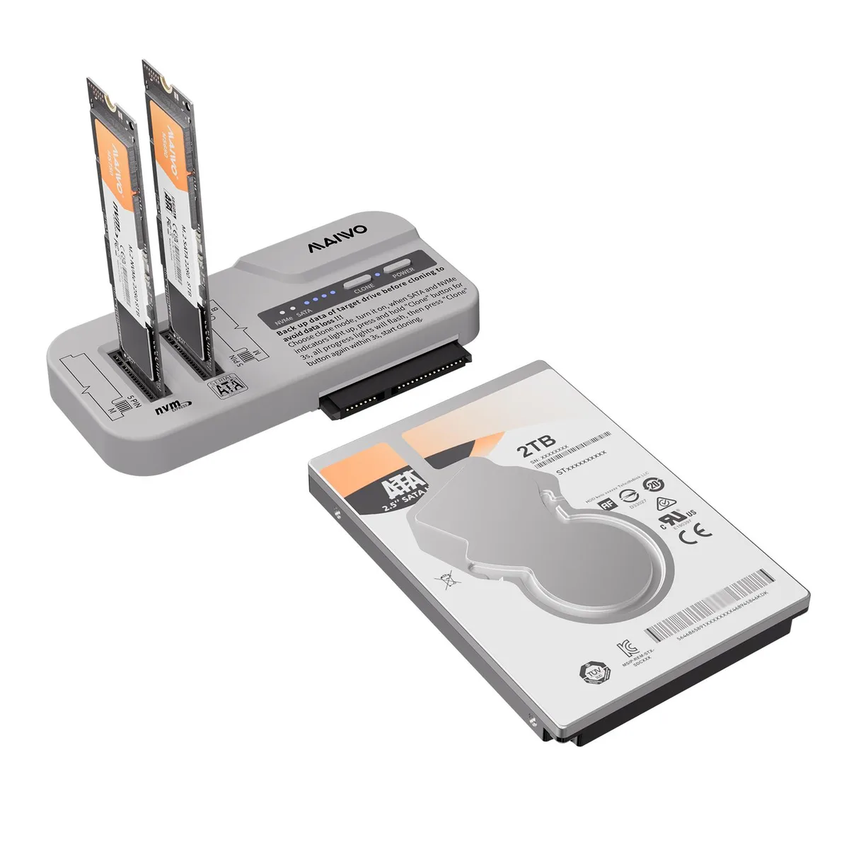 MAIWO MAIWO K10835 M.2 NVMe SATA 2.5 3.5 inch 10Gbps USB 3.2 Gen2 Type-C hard drive adapter — Produktfoto