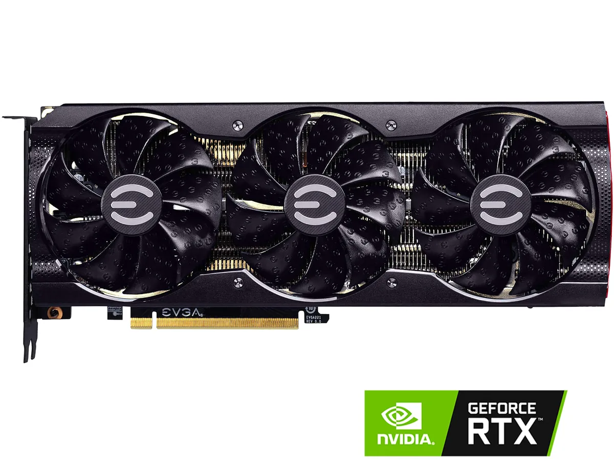 Black triple-fan graphics card with silver backplate and ARGB lighting