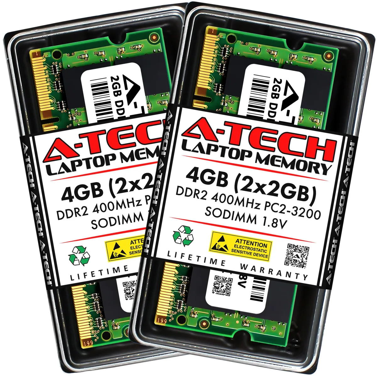 A-Tech A-Tech 4GB (2x2GB) DDR2 400MHz SODIMM PC2-3200 CL3 1.8V 200-Pin Laptop RAM — produkto nuotrauka