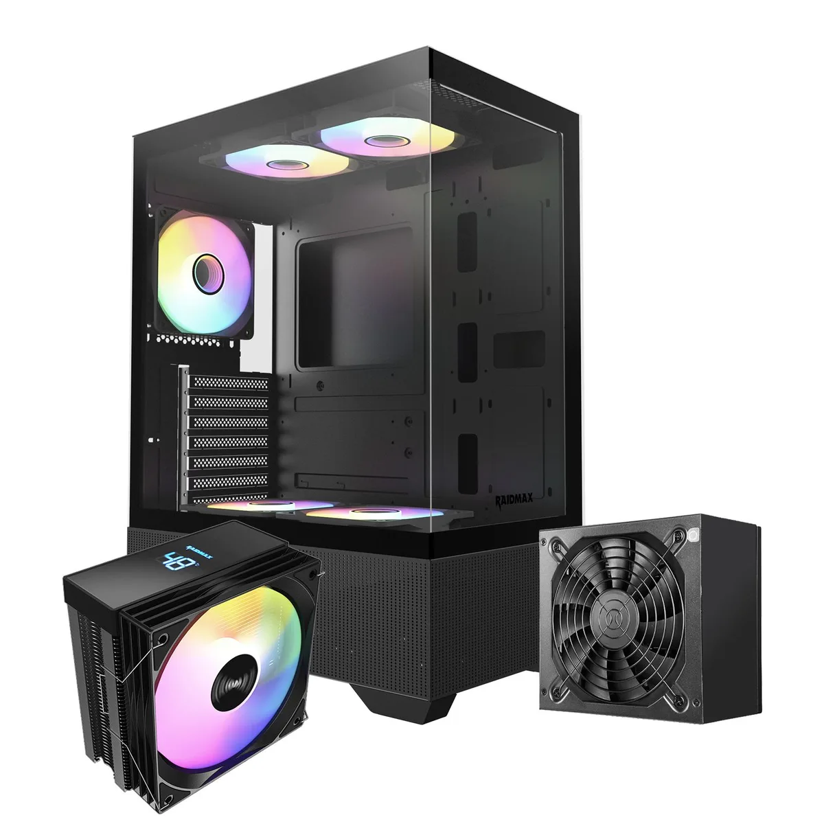 Raidmax Raidmax i802 PC case bundle with 700W PSU, 5 RGB fans, 120mm ARGB cooler — photo du produit