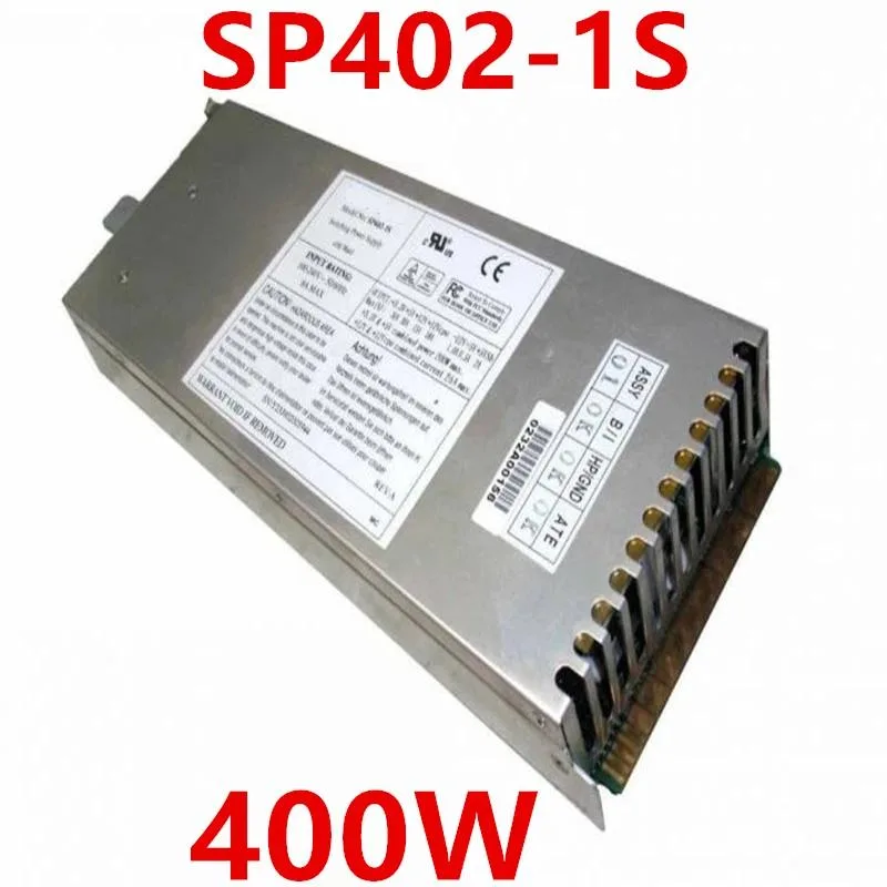 Silver 1U rackmount power supply unit with rear fan grille and power socket