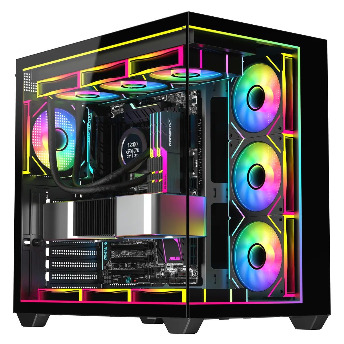 DIYPC DIYPC IDX3-ATX-ARGB Black ATX PC Case with 4 ARGB Fans — product photo