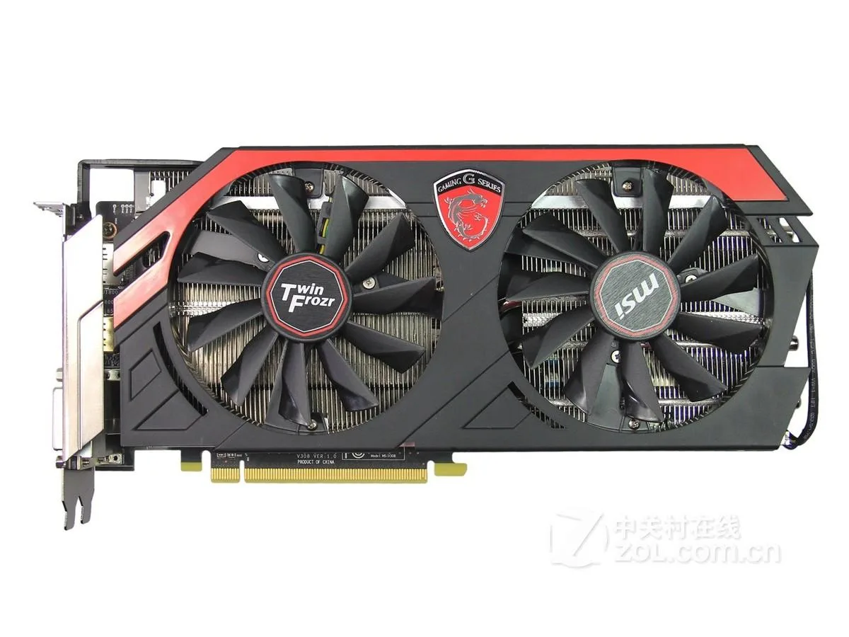 MSI R9 290 GAMING 4G dual-fan graphics card, black and red finish