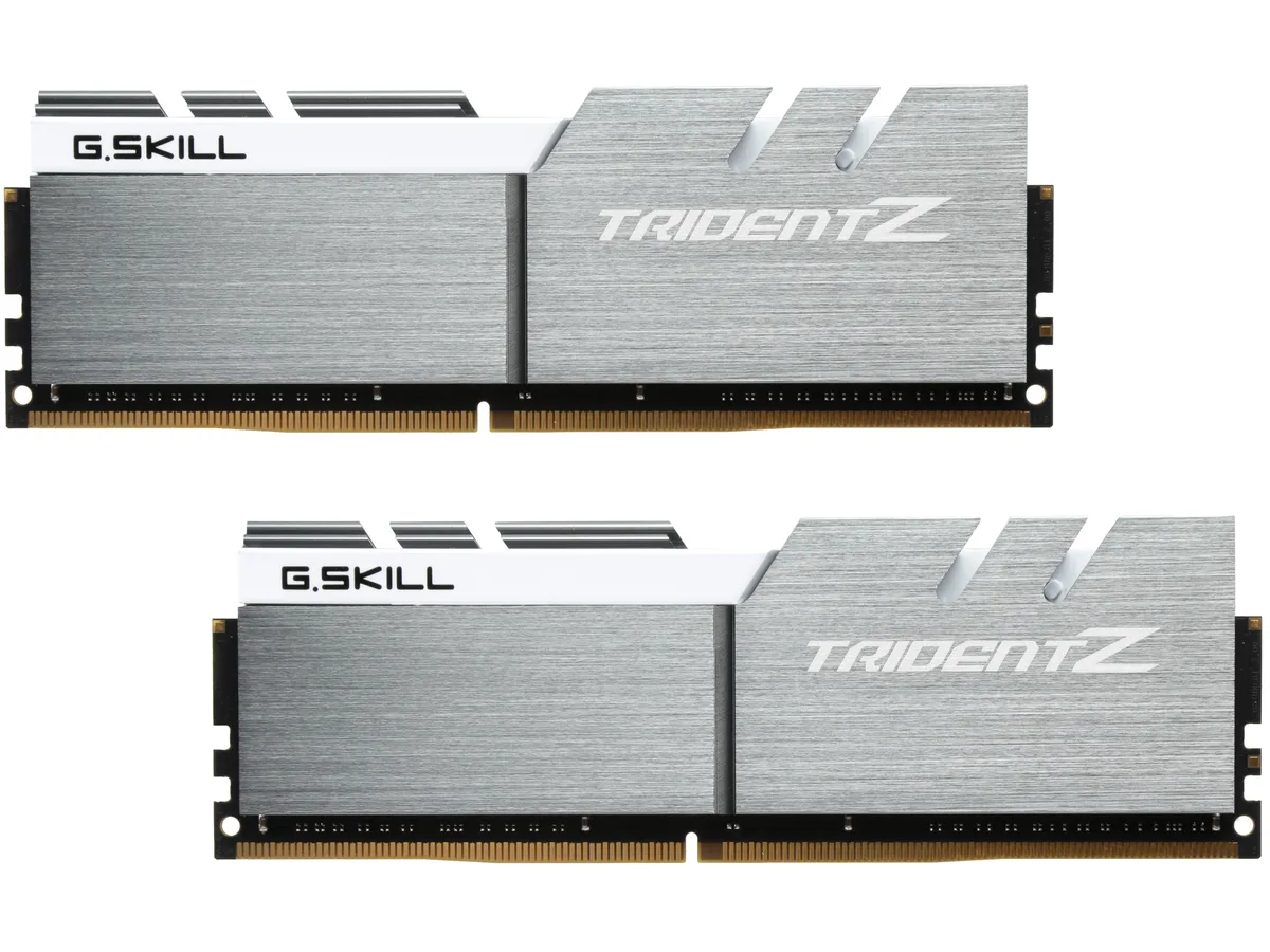 Two silver-white aluminium heat-spreader DIMMs side by side