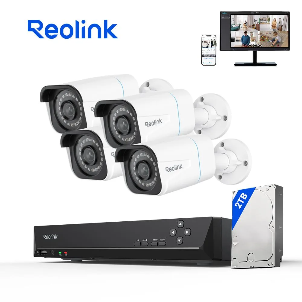 Reolink Reolink RLK8-810B4-A 8CH 4K Surveillance Security System 4pcs 8MP PoE IP Cameras 2TB HDD NVR — toote foto