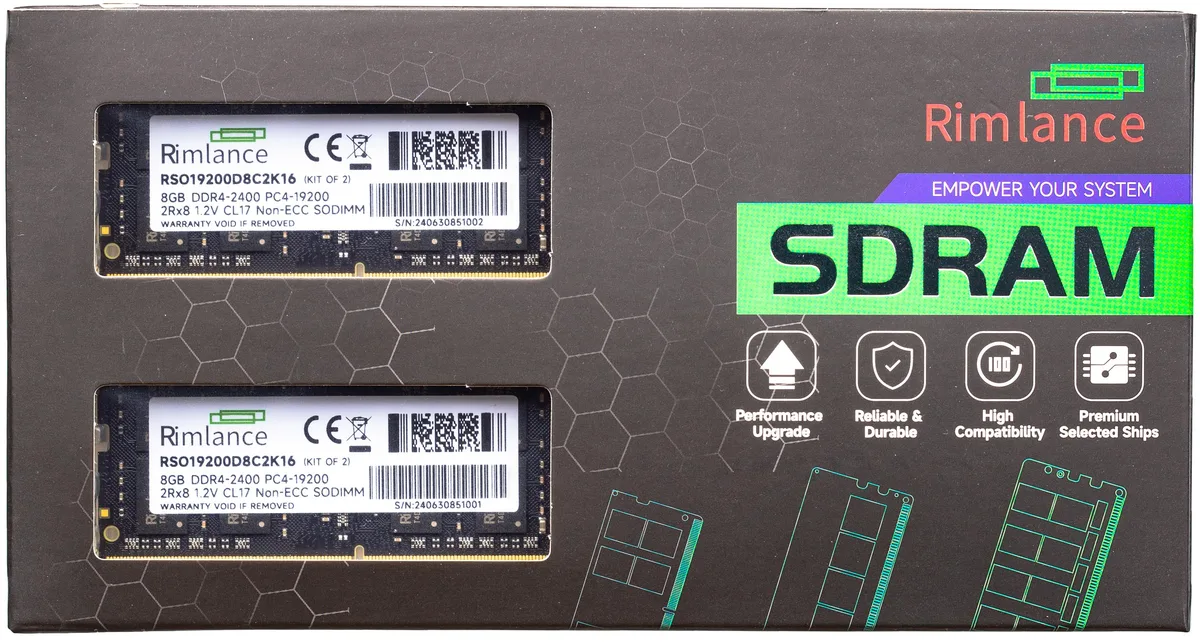 RIMLANCE RIMLANCE RSO19200D8C2K16 16GB (2x8GB) DDR4 2400MHz CL17 1.2V SODIMM 2Rx8 — foto produk