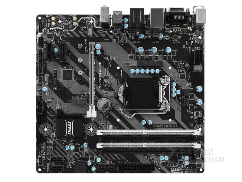 Green micro-ATX motherboard with silver heatsinks and black slots