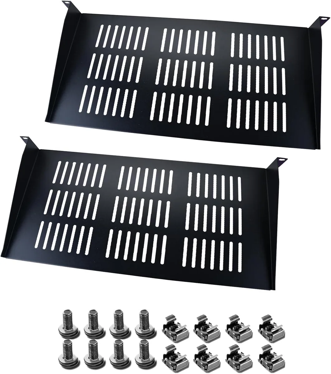 TAURKENAM TAURKENAM 2×1U Vented Rack Shelf 19×10×1.7 case accessory — product photo