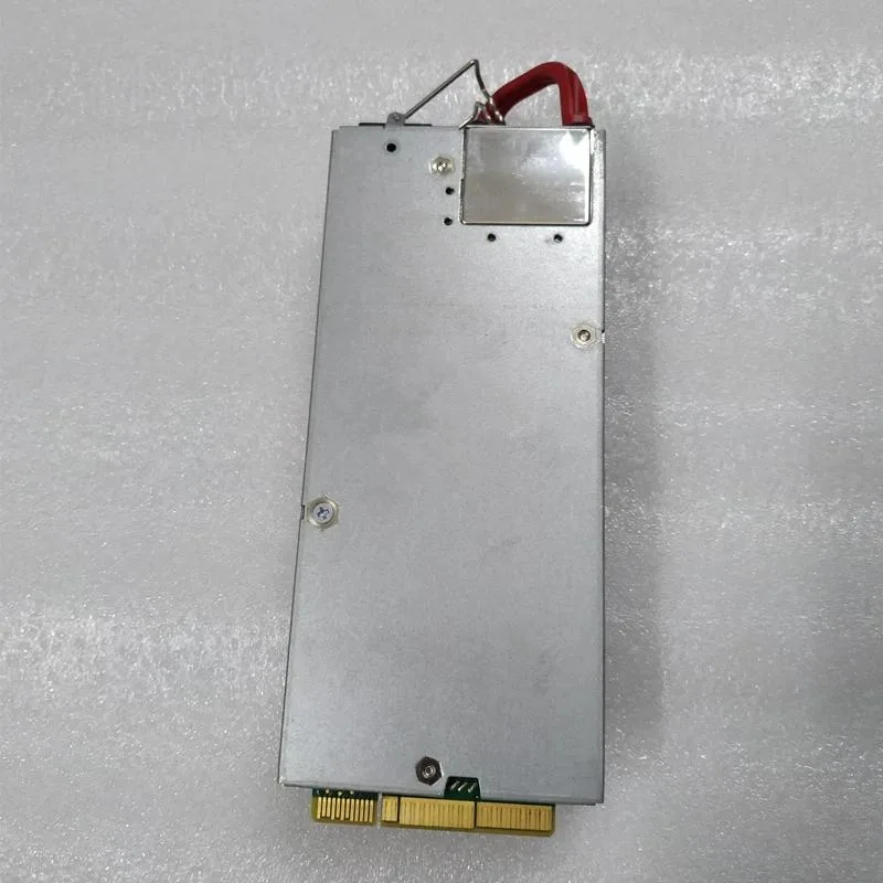 Rectangular black metal ATX power supply unit with cooling fan and cable connectors