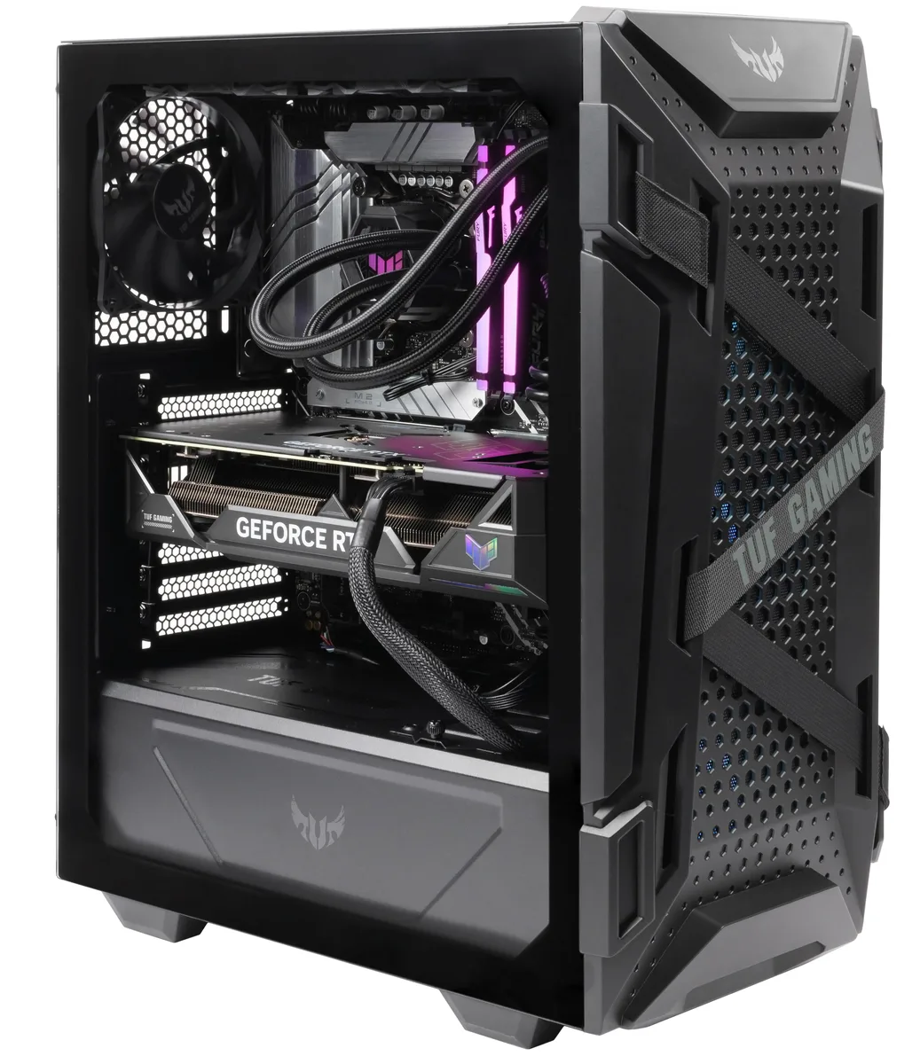 Mid-tower case with glass side panel and RGB lighting
