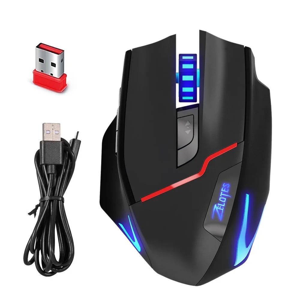 Corn Electronics Corn Electronics F18 2.4G Wireless Gaming Mouse 3200 DPI 7 Buttons Black/Red — zdjęcie produktu