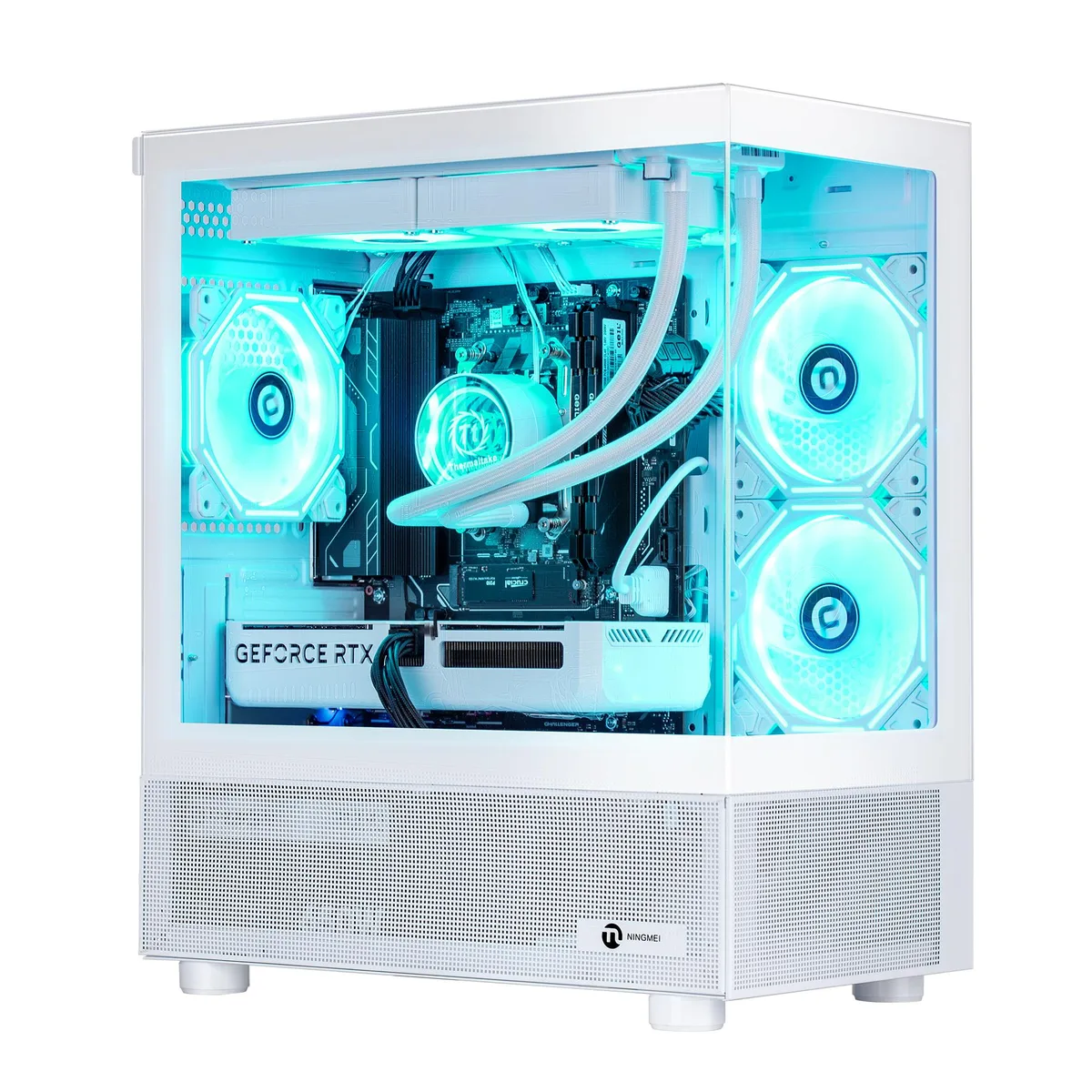 NINGMEI NINGMEI Lumishore Gaming PC Ryzen 7 5700X RTX 5060 16GB DDR4 1TB White — product photo