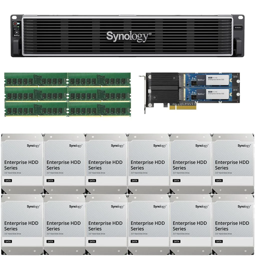 Black 2U rackmount NAS chassis with twelve front drive bays, power and status LEDs, two rear power supplies
