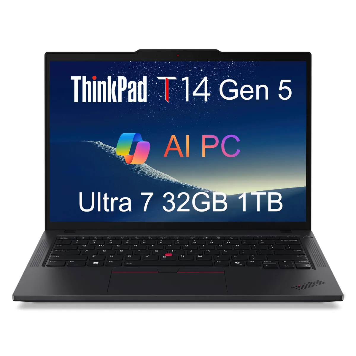 Lenovo Lenovo ThinkPad T14 Gen 5 custom laptop 14" FHD+ Ultra 7 155U 32GB DDR5 1TB NVMe Black — 商品写真