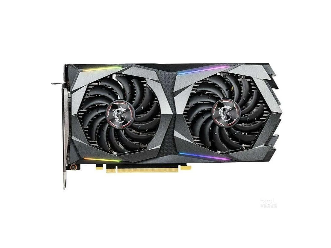 MSI GTX 1660 SUPER GAMING X dual-fan graphics card, matte black finish with red accents