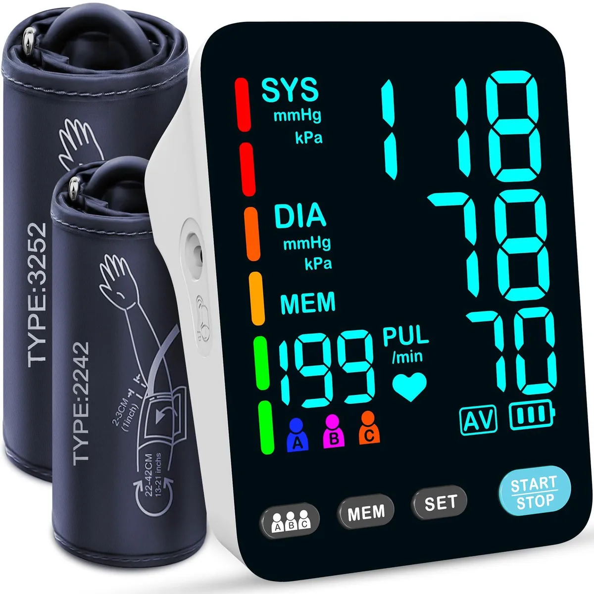  YONLO A02-SE Blood Pressure Monitor White 3×199 Memory — product photo
