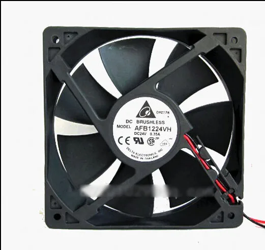 Black 120mm square ball-bearing fan with two wires