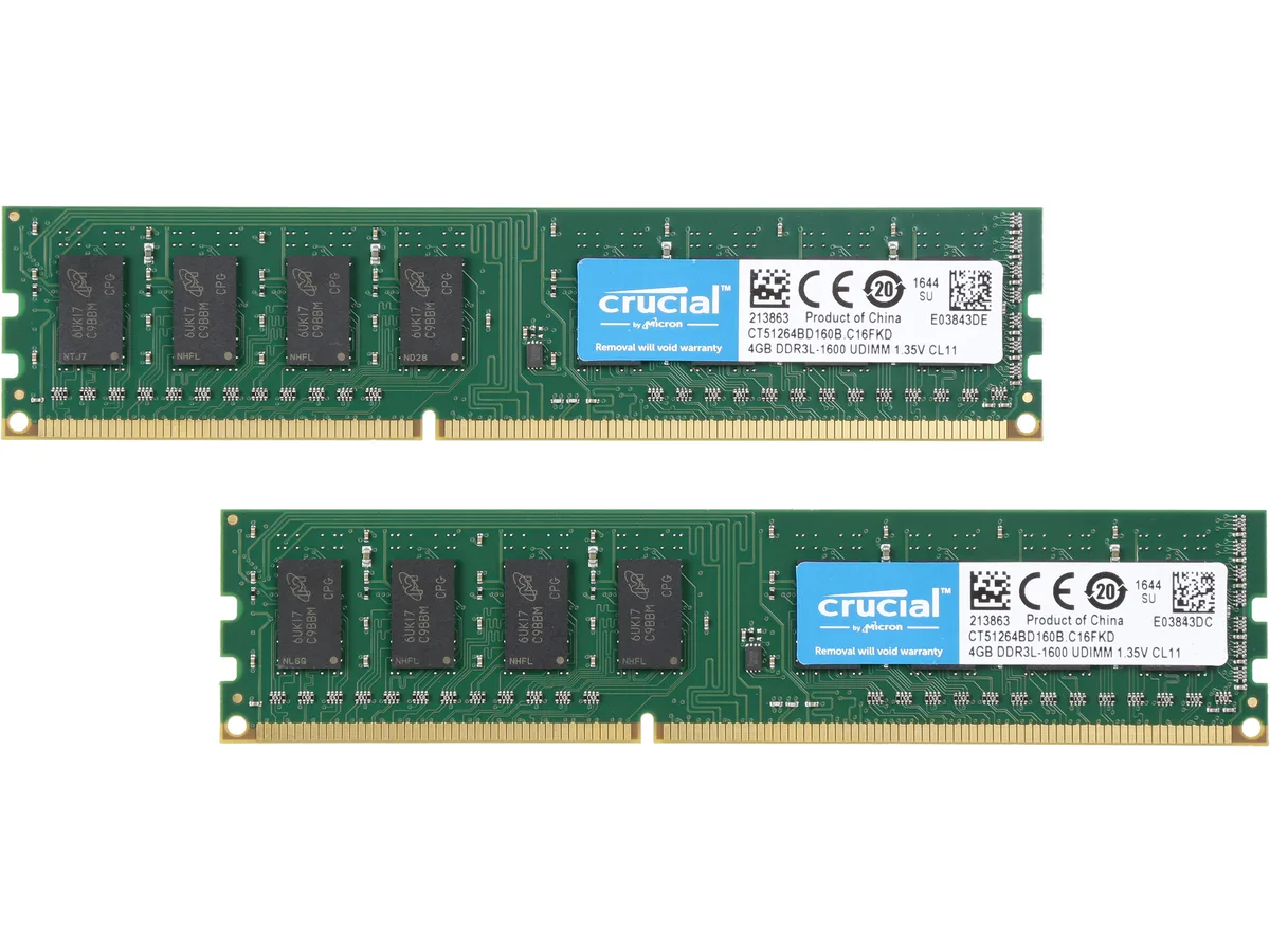 Crucial Crucial CT2K51264BD160B 8GB (2x4GB) DDR3L 1600 desktop RAM — product photo