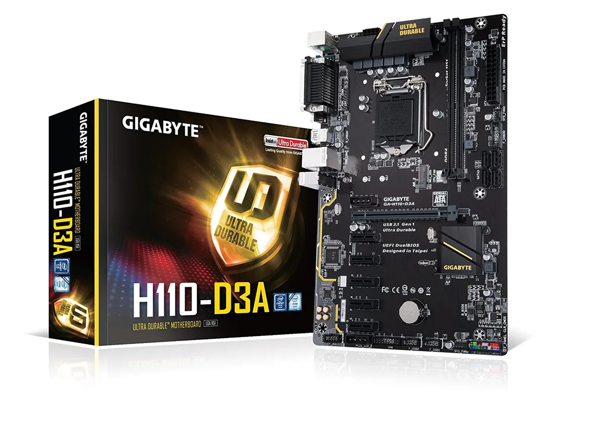 Green ATX motherboard with six PCIe slots and LGA 1151 socket