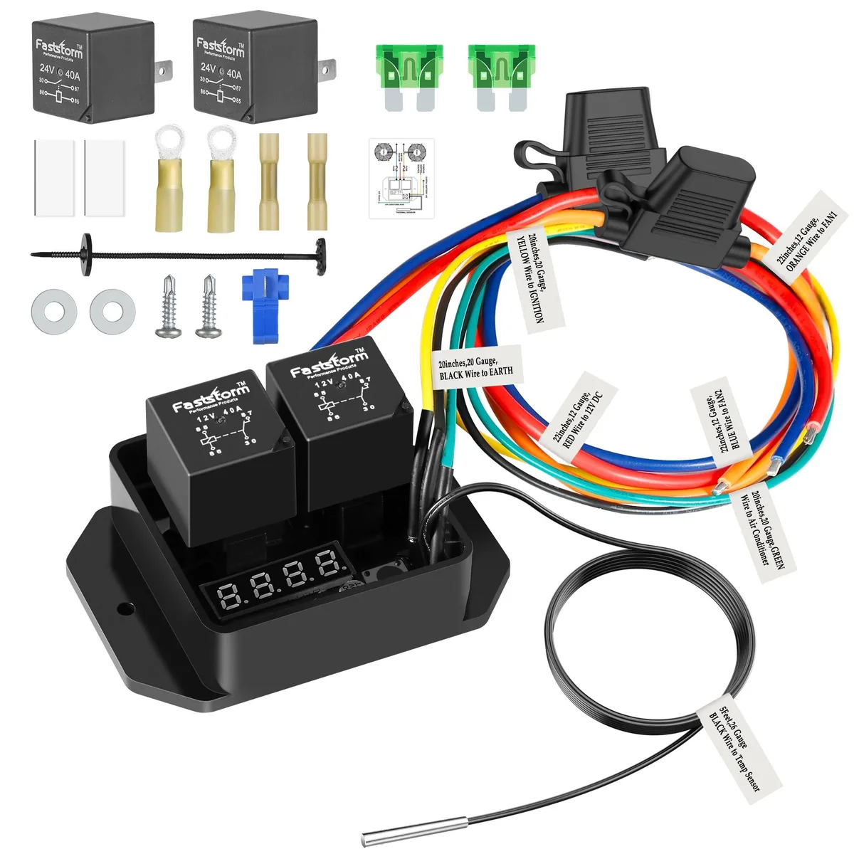  FASTSTORM RL104061 Digital Fan Control 12V/24V 40A 104-230°F IP54 — 商品写真