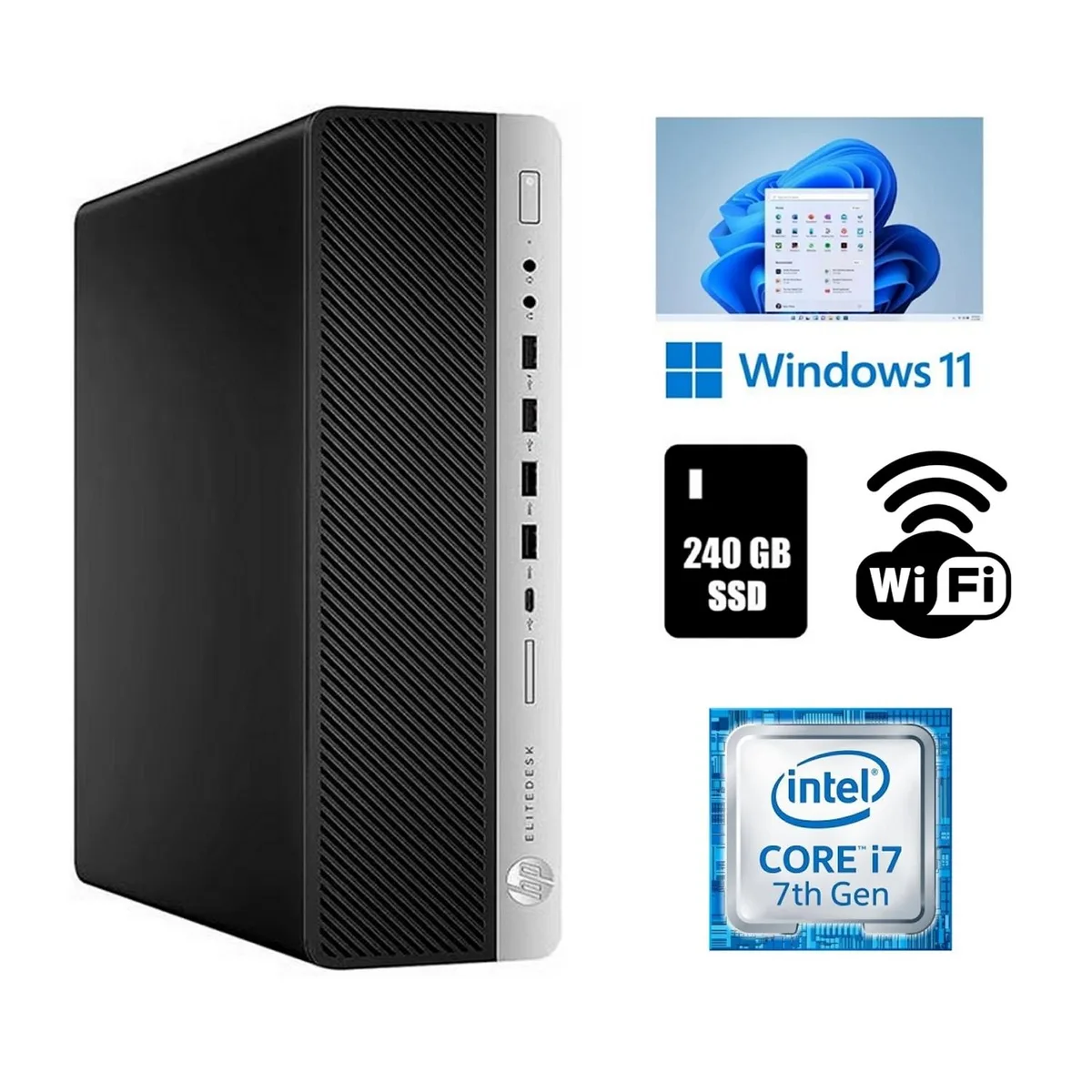 Small black and silver desktop tower, compact SFF case