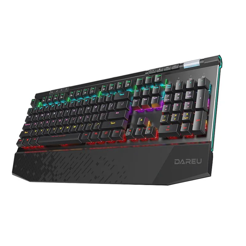 Black full-size gaming keyboard with red Cherry MX switches and LED lighting