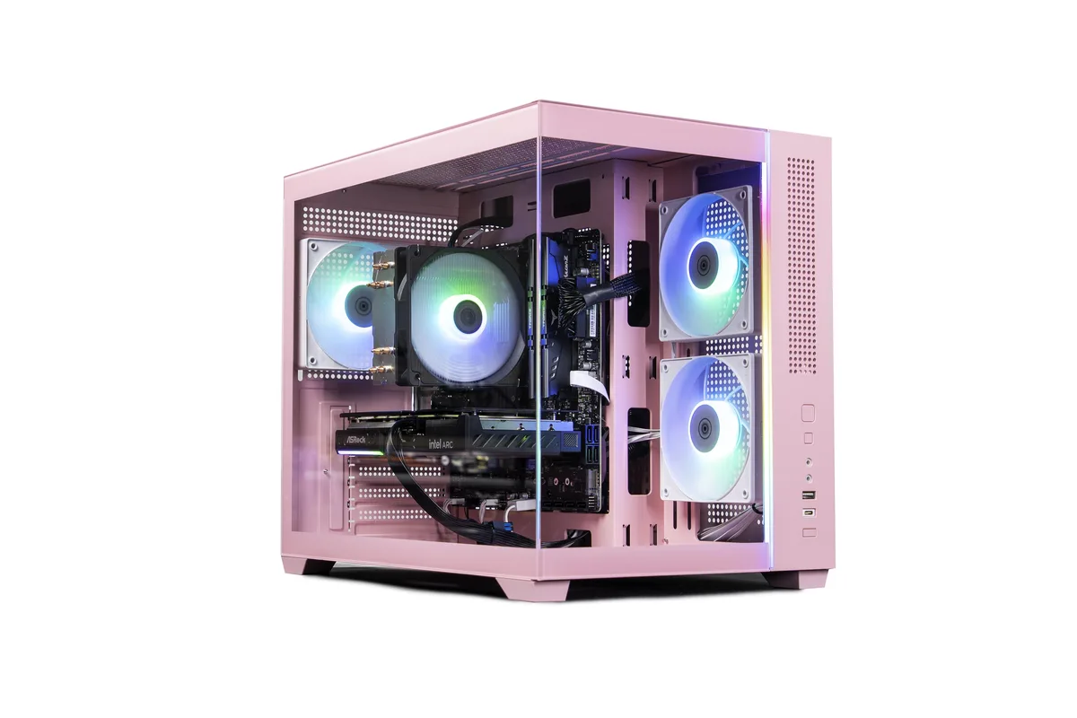 Skytech Skytech Aurora gaming PC, Ryzen 7 7700, RTX 5060 Ti 8GB, 32GB DDR5, 1TB NVMe, Pink — product photo