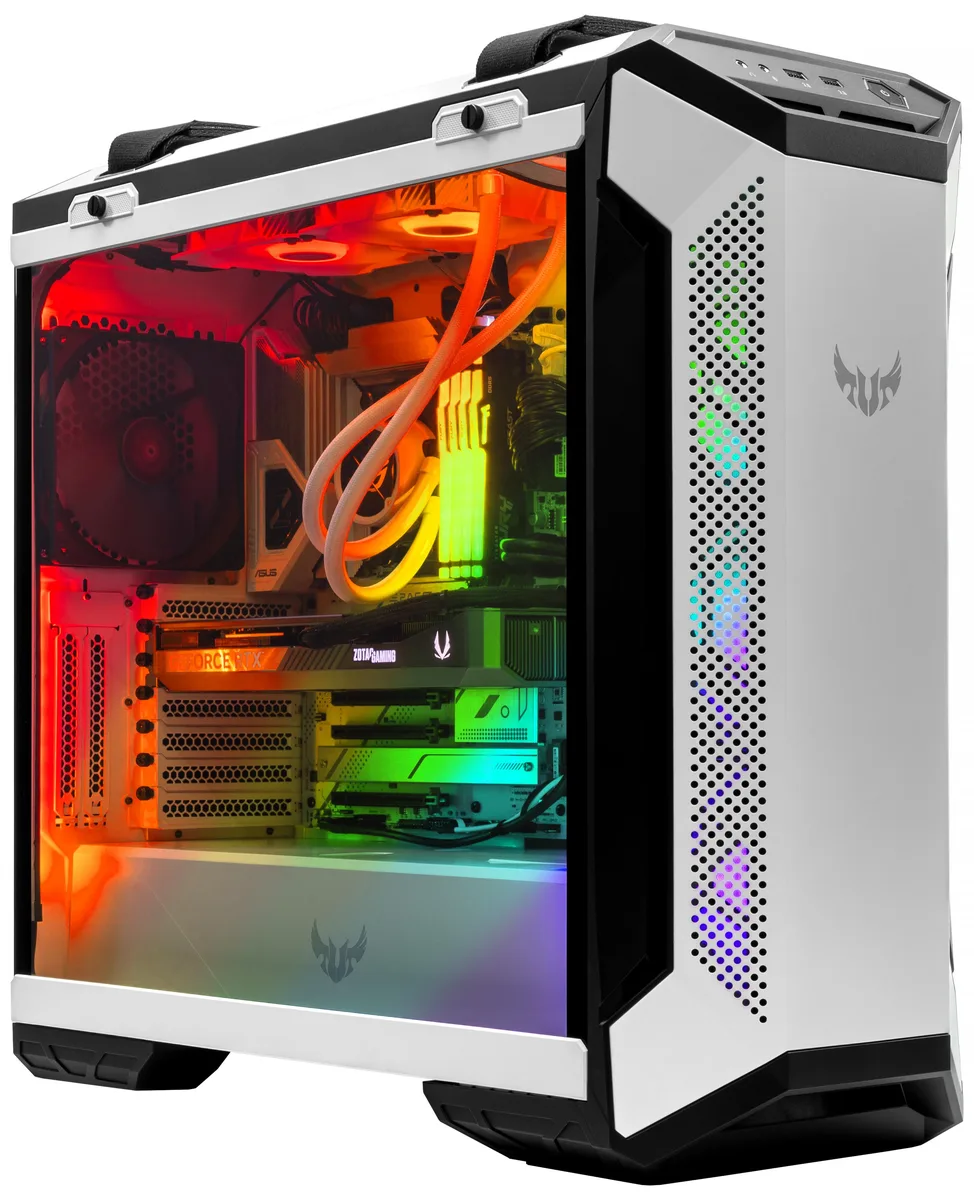 ASUS ASUS TUF GT501 White i7-14700KF RX 7800 XT 32GB DDR5 2TB NVMe Gaming Desktop PC — product photo